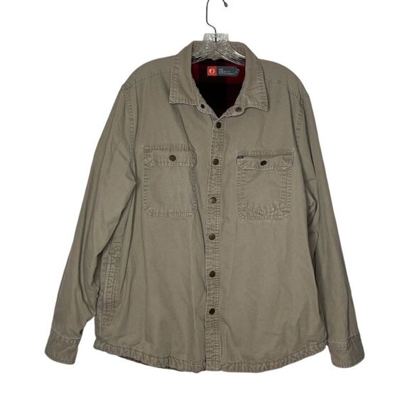 THE AMERICAN OUTDOORSMAN Beige Jacket Shacket Cotton Canvas Fleece Lined Size XL - Picture 1 of 10